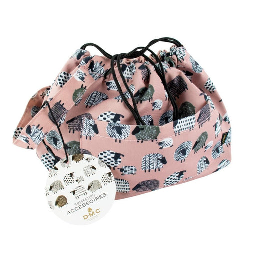 DMC Storage Bag with Drawstring and Wrist Strap Pink