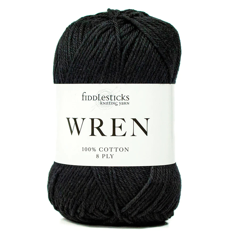 Fiddlesticks Wren 8 Ply Pure Cotton 001 Black