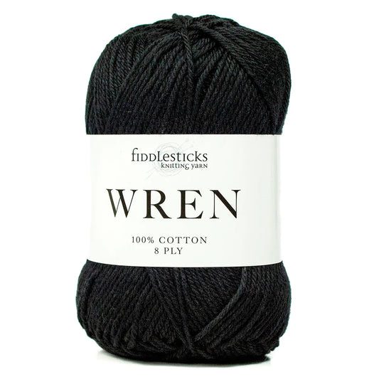 Fiddlesticks Wren 8 Ply Pure Cotton 001 Black