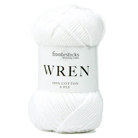 Fiddlesticks Wren 8 Ply Pure Cotton 002 White