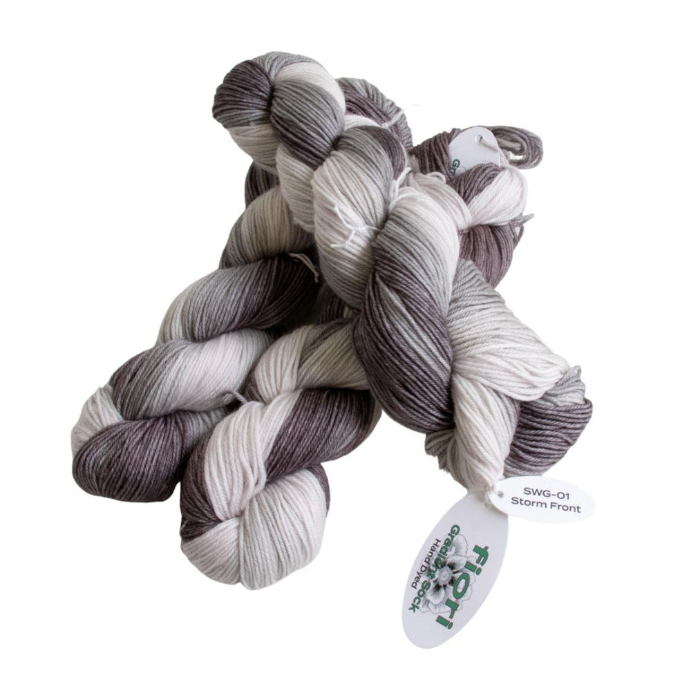 Fiori Gradient Sock Hand Dyed 4 Ply 001 Storm Front