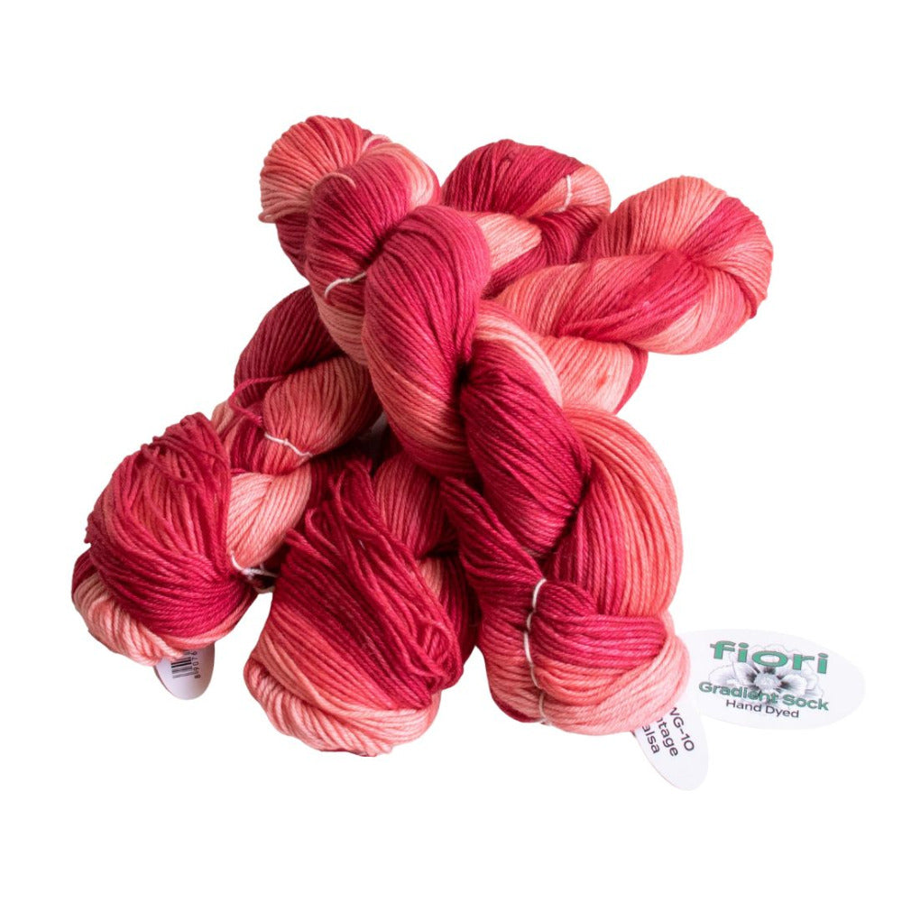 Fiori Gradient Sock Hand Dyed 4 Ply 010 Vintage Salsa