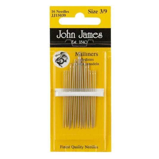 John James Sewing Needles Milliners/Straws Sizes 3-9
