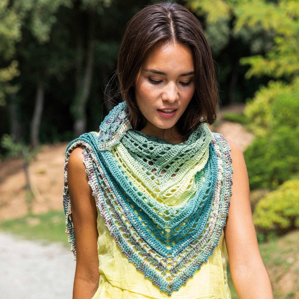 Katia Fair Cotton Craft 175 803 Mint Green/Lemon Yellow/Turquoise Crochet Shawl