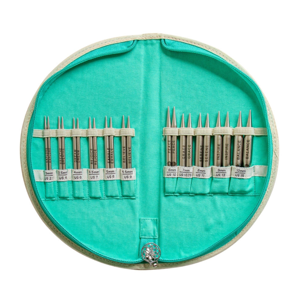 KnitPro The Mindful Collection "The Warmth Set" of Interchangeable Circular Knitting Needle Tips -10cm, Cables and Accessories