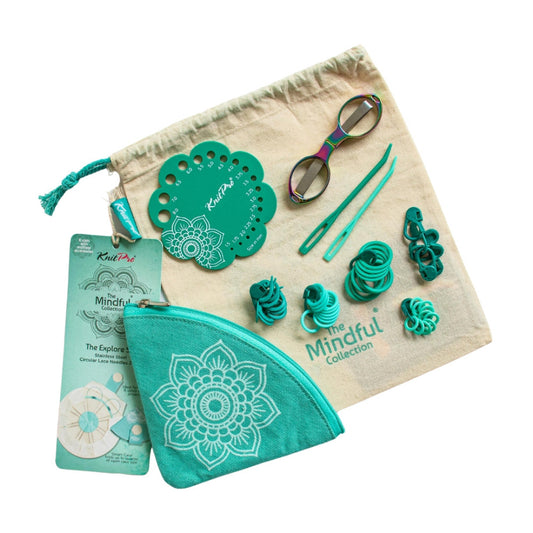 KnitPro The Mindful Collection "Explore Set" of Fixed Circular Lace Knitting Needles- 25cm, and Accessories