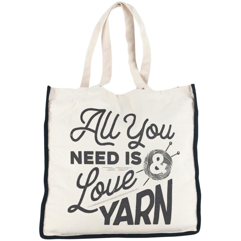 Lion Brand "All You Need Is Love and Yarn" Screen Printed Canvas Tote