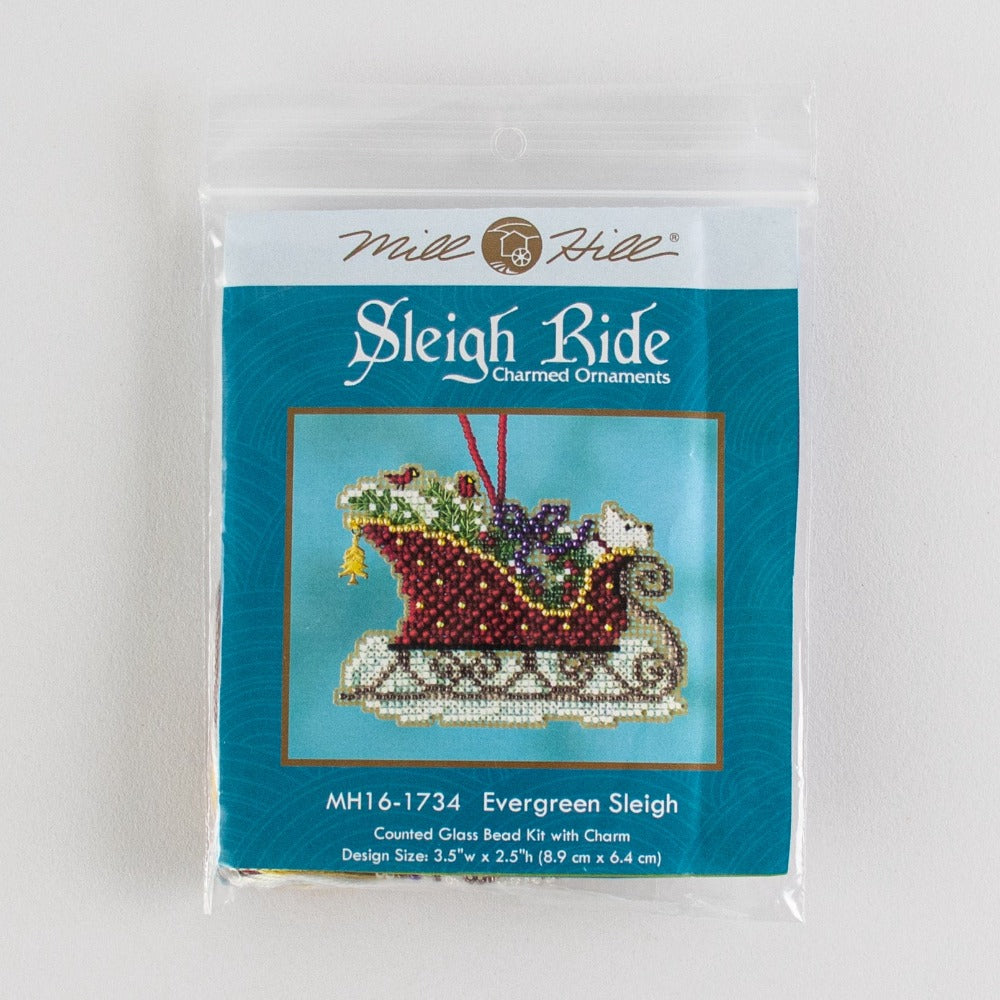 Mill Hill MH16-1734 Evergreen Sleigh Counted Cross Stitch Kit