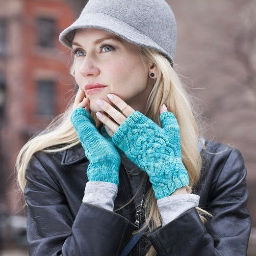 Malabrigo Book 18 "Rios and Washted" Aria Cabled Fingerless Mitts