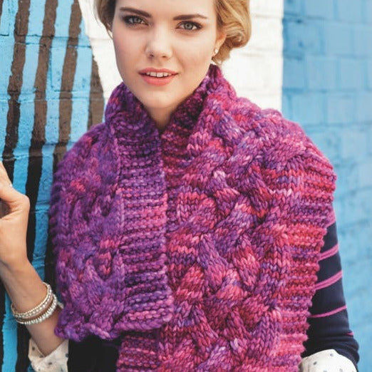 Malabrigo Book 7 "Rasta in Brooklyn" Sunset Park Wide Cabled Scarf