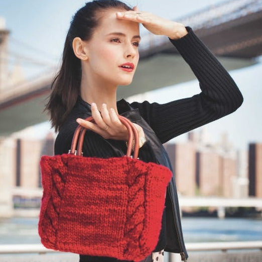 Malabrigo Book 7 "Rasta in Brooklyn" Red Hook Cabled Tote