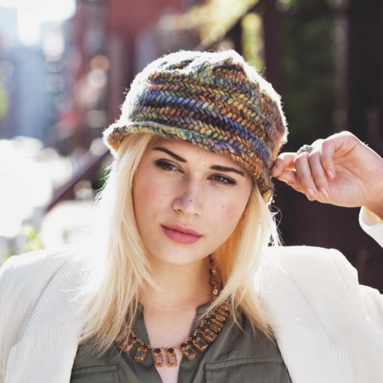 Malabrigo Book 7 "Rasta in Brooklyn" Windsor Terrace Rolled Brim Herringbone Hat