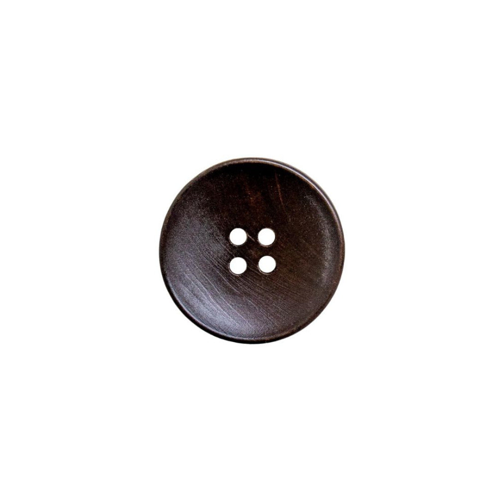 Dark Stained Round Timber Four Holed Button 30mm