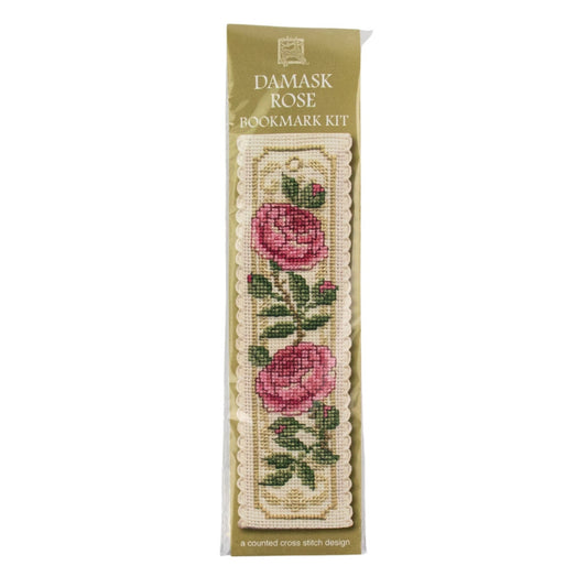 Textile Heritage Damask Rose Bookmark Counted Cross Stitch Kit